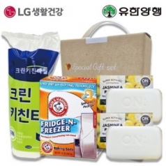 암앤해머에프앤에프 냉장고탈취제+엘지생활건강 온더바디 비누2p+키친타올