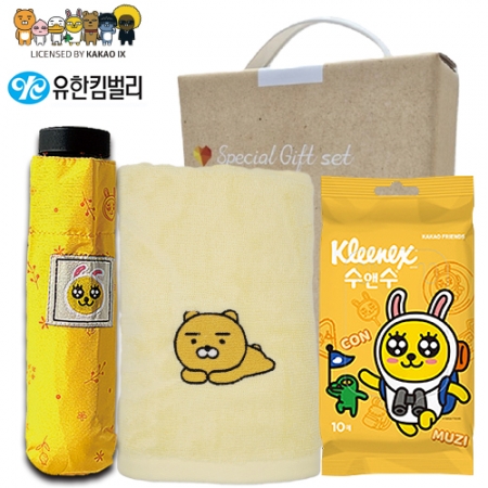 카카오 생활건강세트 (카카오 5단 우산+카카오 캐릭터 세면 타올+크리넥스수앤수물티슈) #2