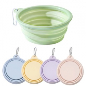 P023 마카롱 휴대용 애견 식기 산책 물 그릇 강아지 밥그릇 사료 접이식 인쇄 답례품