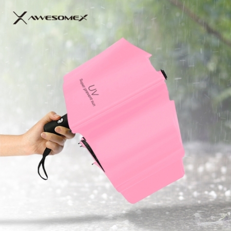 어썸엑스   UV차단 3단 완전자동 암막 파스텔 우양산(UPF50+) 핑크 #2