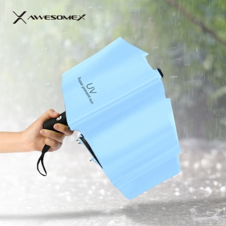 어썸엑스   UV차단 3단 완전자동 암막 파스텔 우양산(UPF50+) 스카이블루 #2