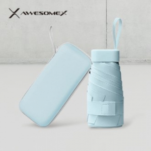 어썸엑스 UV차단 초경량 미니포켓 암막 파스텔 5단 양우산 (UPF50+) 스카이블루 // 인쇄배송무료