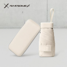 어썸엑스 UV차단 초경량 미니포켓 암막 파스텔 5단 양우산 (UPF50+) 베이지 // 인쇄배송무료