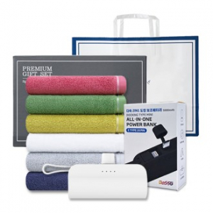 송월 프리미엄 선물 세트 (호텔 컬러풀40 1P + 도킹보조배터리 5000mAh 1P)