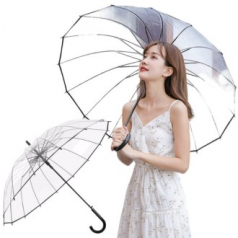16살대 비닐 투명 우산 장우산 자동 원터치 장마 선물 행사