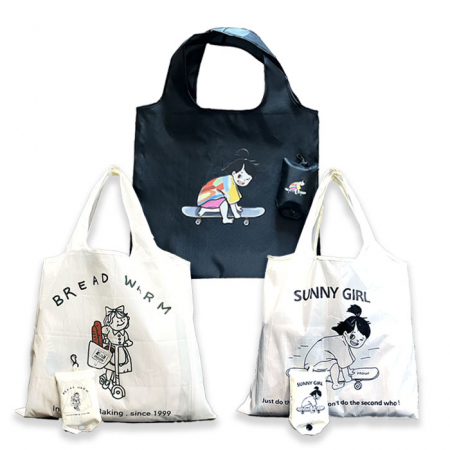 B192 일러스트 바쿠백 포켓 접이식 에코백 장바구니 시장 가방 인쇄 답례품 #2