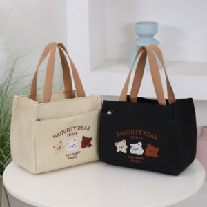 B194 곰돌이 자수 캔버스백 에코백 캐주얼 가방 보조 인쇄 답례품