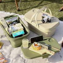 M181 아웃도어 폴딩 바스켓 접이식 테이블 겸용 바구니 피크닉 정리함