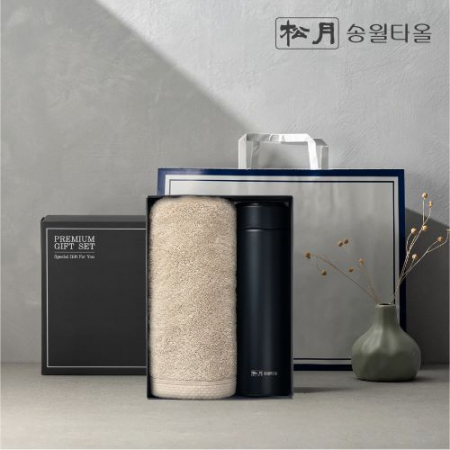 송월 프리미엄 선물 세트 (호텔40수 테일러 1P + 스마트온도텀블러 500ml 1P) #3