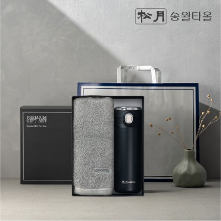 송월 프리미엄 선물 세트 (호텔 컬러풀40 1P + 원터치텀블러 420ml 1P) #3