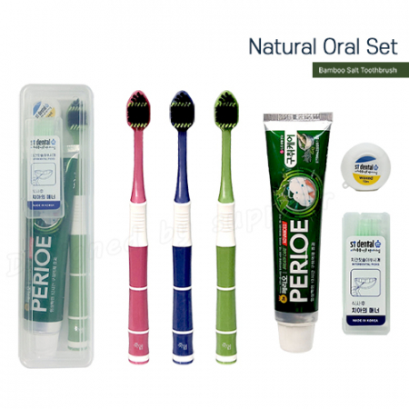 M케이스 죽염광폭LG칫솔 페리오100g 치실 치간 칫솔치약세트 #4