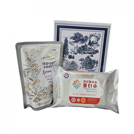 유한양행 흑미배아 주방세제 300ml + 과산화수소 살균 소독 물티슈 60매 #2