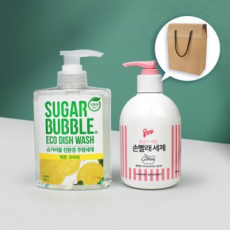 애경 울샴푸 손빨래 세제 380ml  펌프형 +슈가버블 주방세제 펌프형 470ml + 끈케이스
