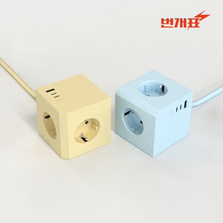 번개표 디자인 큐브 멀티탭 전선형 3구 USB #4