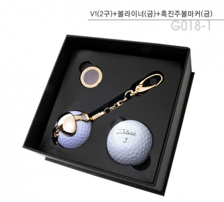 골프용품 타이틀리스트 pro V1(2구)+볼라이너(금)+흑진주볼마커(금) 홀인원 t008 #2