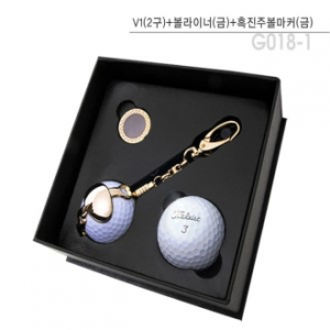 골프용품 타이틀리스트 pro V1(2구)+볼라이너(금)+흑진주볼마커(금) 홀인원 t008