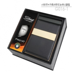 골프 용품 타이틀리스트 pro V1(3구)+가죽샤무드뉴머니클립(블랙) 골프사은품 t007
