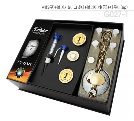 골프용품 타이틀리스트 pro V1(3구)+볼마커 마그넷티+볼라이너(금)+나무티6p 골프 t012 #2