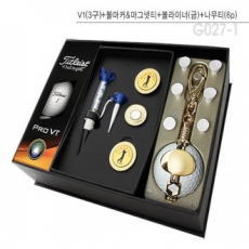 골프용품 타이틀리스트 pro V1(3구)+볼마커 마그넷티+볼라이너(금)+나무티6p 골프 t012