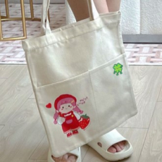 네잎클로버 행운이 투포켓 에코백