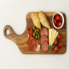 [리베바움] 레인트리 프리미엄 통원목 플레이팅 도마 웨이브 핸들