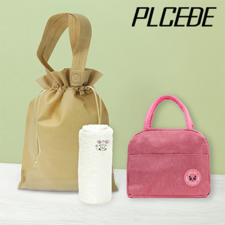 플씨드 사계절 3종 복주머니 파우치 C세트 (클래식 포켓 판다 보온보냉백+고리형 캐릭터 핸드타월) #2