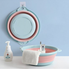 플라스틱 실리콘 접이식 바구니 세숫대야 대형