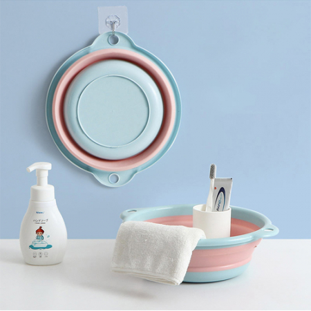 플라스틱 실리콘 접이식 바구니 세숫대야 중형 #2