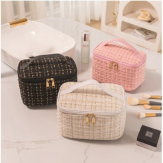 레트로 휴대용 메이크업 화장품 파우치