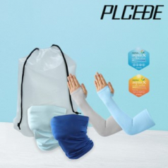 플씨드 여름 3종 EVA파우치 F세트 (무지 쿨마스크+국산 고급 손등커버형 쿨토시)