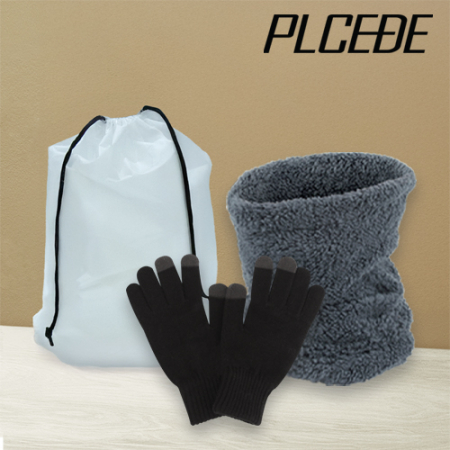 플씨드 겨울 3종 EVA파우치 C세트 (벨보아 넥워머+스마트 터치 무지 장갑) #2