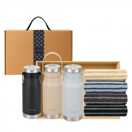 핸들 익스트림 손잡이 텀블러 500ml 송월 스트라이프 타올(1P) 고급띠지 손잡이 기프트박스 선물세트 #2