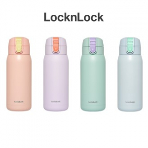 락앤락 스쿨핏 코튼캔디 원터치 텀블러 370ml 스트랩 탈부착