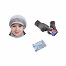여성 겨울 앙고라 모자 스웨이드 장갑 세트