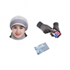 여성 겨울 앙고라 모자 스웨이드 장갑 세트