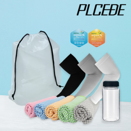 플씨드 여름 4종 EVA파우치 A세트 (뱀부얀 쿨타올+국산 라인 쿨토시+보틀 350ml) #2