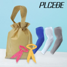 플씨드 여름 3종 복주머니 파우치 D세트 (물방울 쿨스카프+국산 일반 밴딩 쿨토시)
