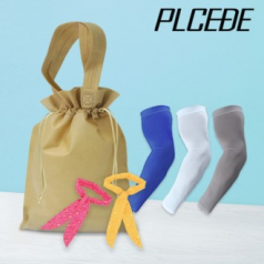 플씨드 여름 3종 복주머니 파우치 D세트 (물방울 쿨스카프+국산 일반 밴딩 쿨토시)