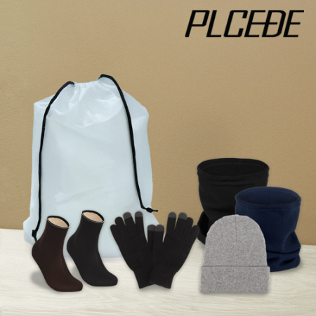 플씨드 겨울 5종 EVA파우치 C세트 (투톤 방수 터치 장갑+플씨드 기모 숏비니+프리미엄 넥워머+방한덧신) #2