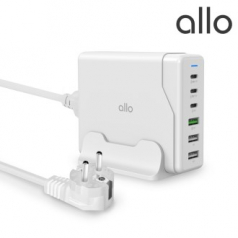 알로코리아 UC6100GPD 100W GaN 접지형 6포트 PD C타입 초고속 멀티 충전기