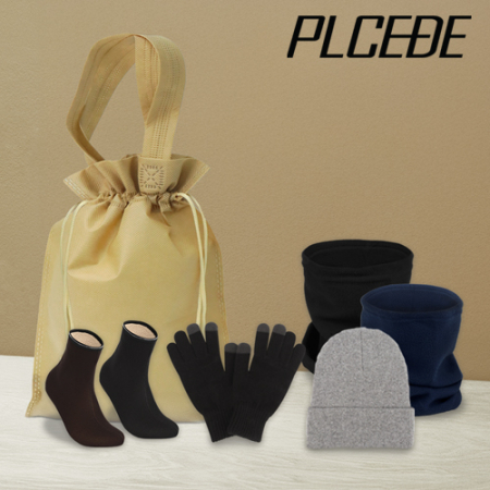 플씨드 겨울 5종 복주머니 파우치 C세트 (투톤 방수 터치 장갑+플씨드 기모 숏비니+프리미엄 넥워머+방한덧신) #2