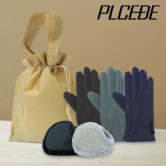 플씨드 겨울 3종 복주머니 파우치 K세트 (베이직 털 귀마개+벨벳 코지 터치 장갑)