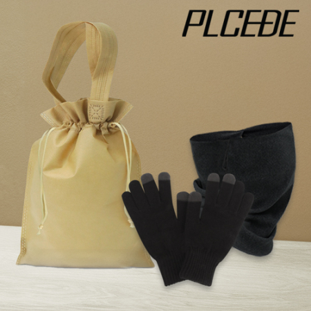 플씨드 겨울 3종 복주머니 파우치 J세트 (실크리치 귀걸이 멀티스카프+무지 니트 터치 장갑) #2