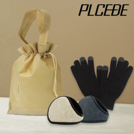 플씨드 겨울 3종 복주머니 파우치 I세트 (전사 귀마개+무지 니트 터치 장갑) #2