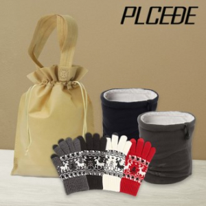 플씨드 겨울 3종 복주머니 파우치 F세트 (프리미엄 넥워머+사슴장갑)