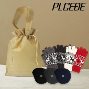 플씨드 겨울 3종 복주머니 파우치 D세트 (청음 귀마개+스마트 터치 사슴장갑)