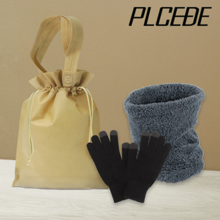 플씨드 겨울 3종 복주머니 파우치 C세트 (벨보아 넥워머+스마트 터치 무지 장갑) #2