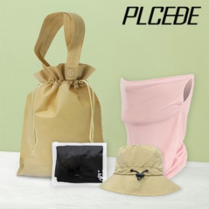 플씨드 사계절 4종 복주머니 파우치 B세트 (일체형 접이식 등산모자+일반 밴딩 쿨토시+귀걸이 쿨마스크)