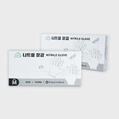 그린리빙 식품용 니트릴장갑 100매 화이트 M사이즈