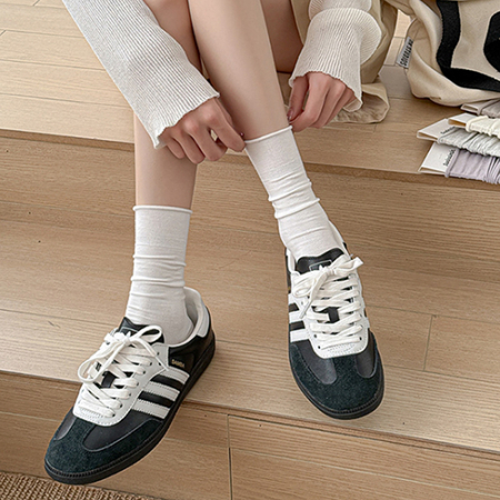 룩앳걸 여성용 무봉제 슬라우치 삭스 사계절 중목양말 4족 세트 #4